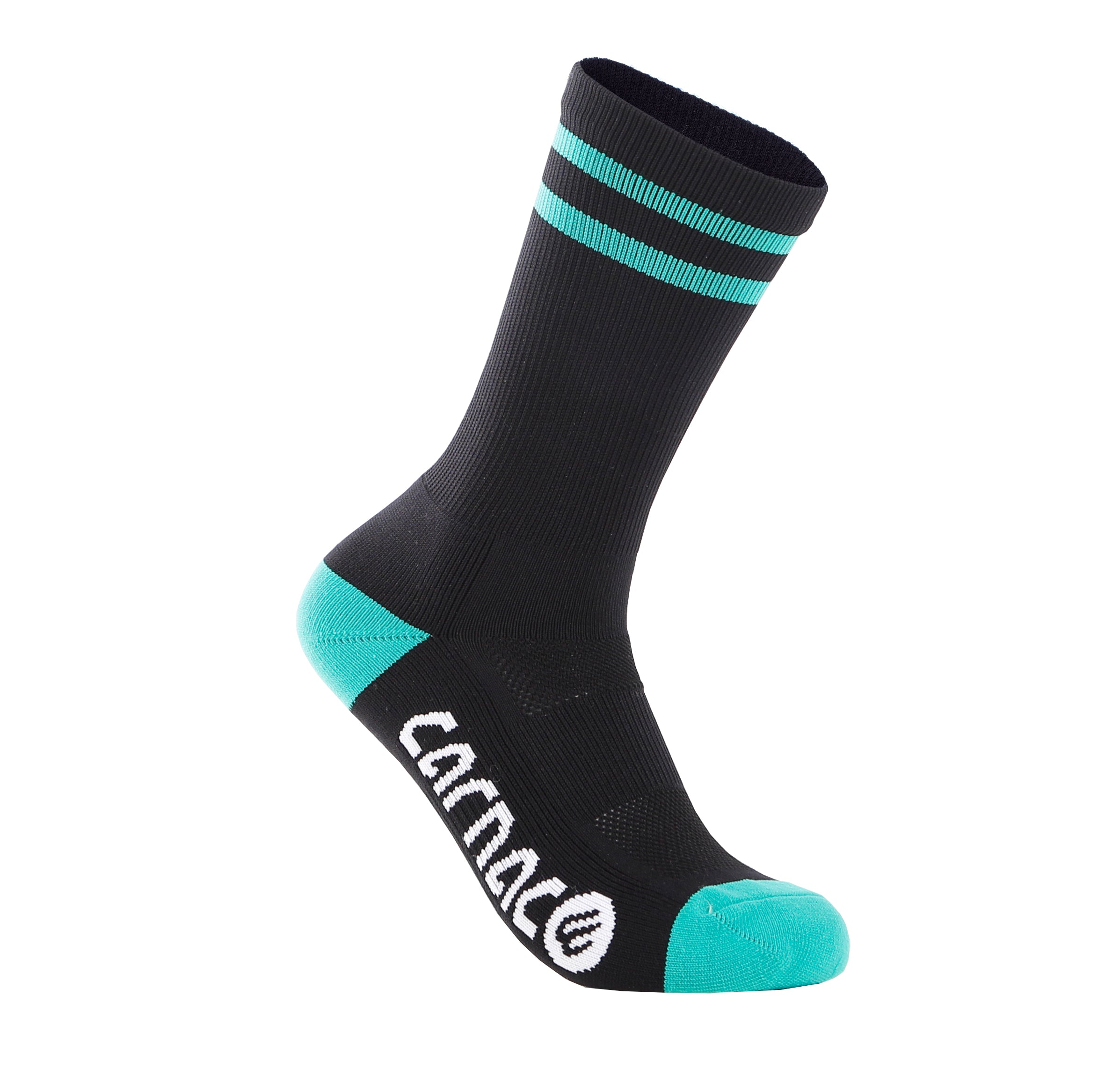 Carnac Stripe Perform Cycling Socks / Black & Teal