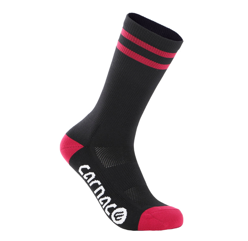 Carnac Stripe Perform Cycling Socks / Black & Burgundy