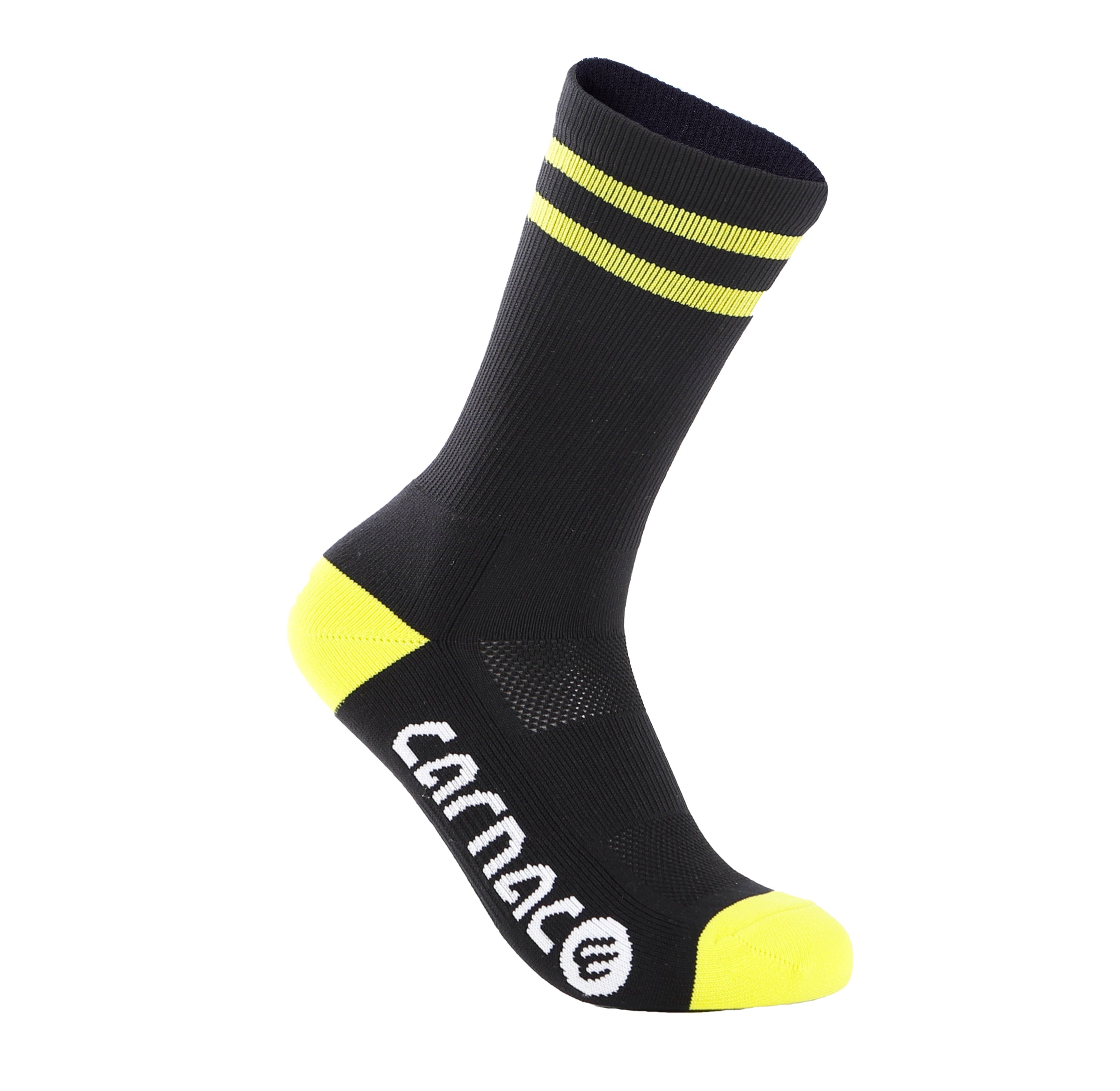 Carnac Stripe Perform Cycling Socks / Black & Zesty Lime