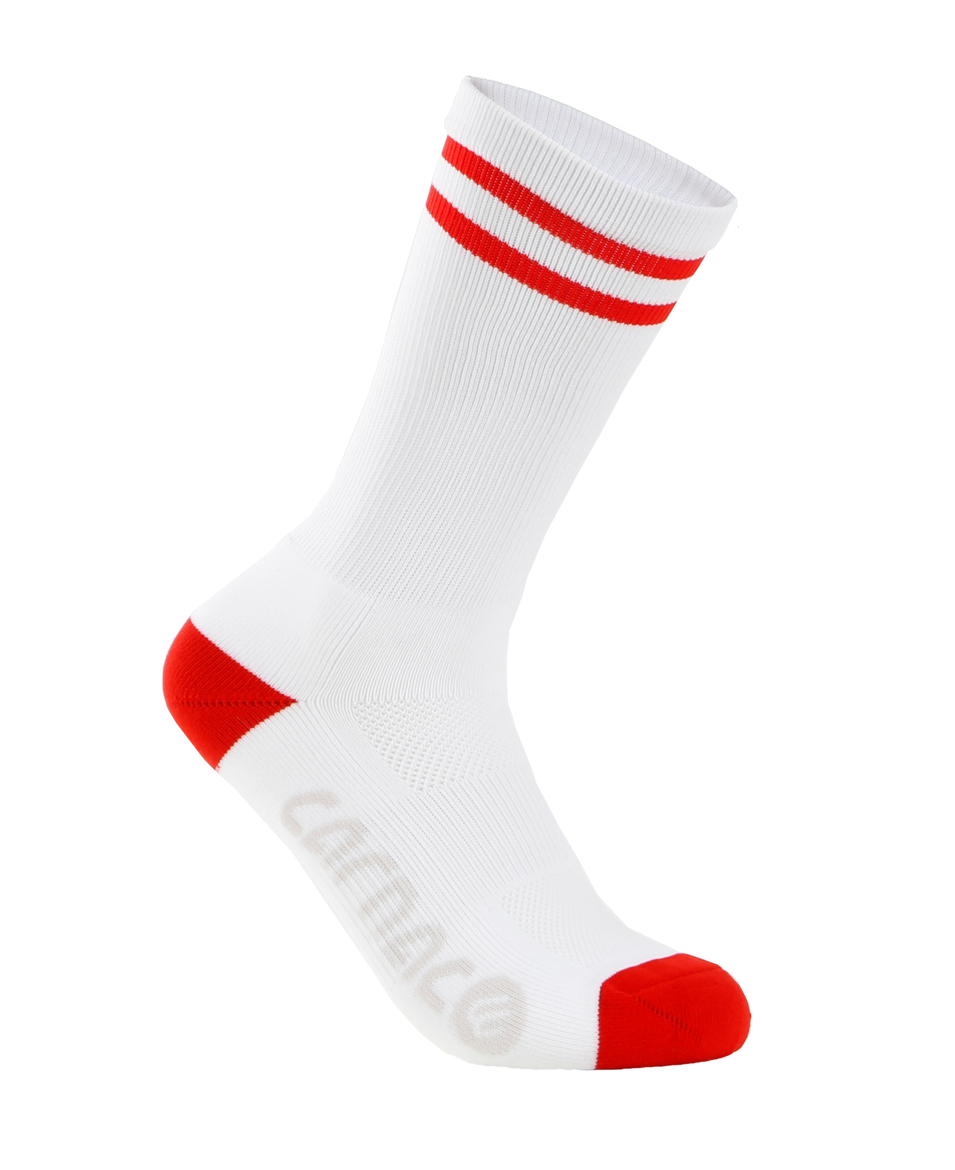 Carnac Stripe Perform Cycling Socks / White & Red