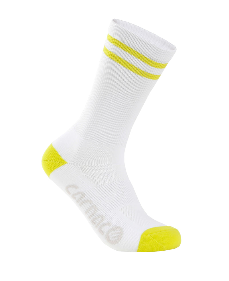 Carnac Stripe Perform Cycling Socks / White & Zesty Lime