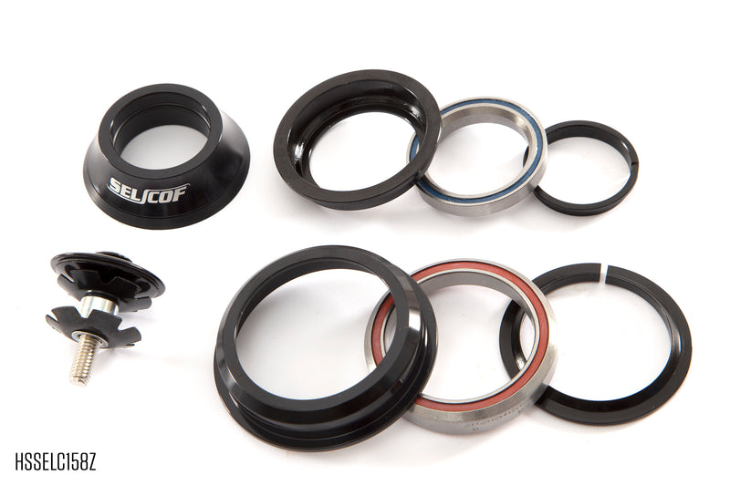 Selcof Zero Stack / Semi-Integrated Cup Cartridge Bearing Headset For Tapered 1” 1/8th – 1.5” Fork Steerer